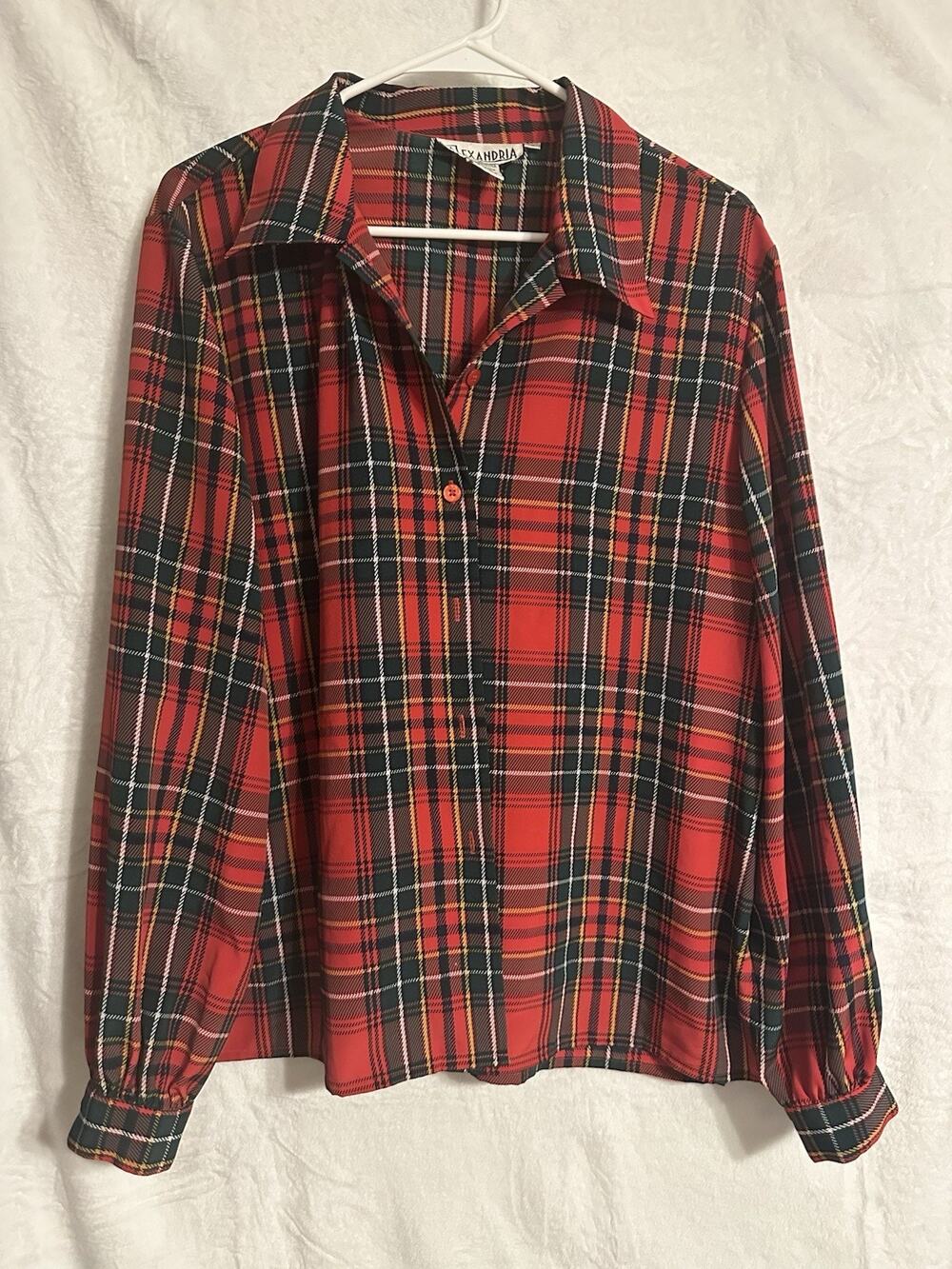 Vintage Alexandria Red Plaid Blouse Size 16
